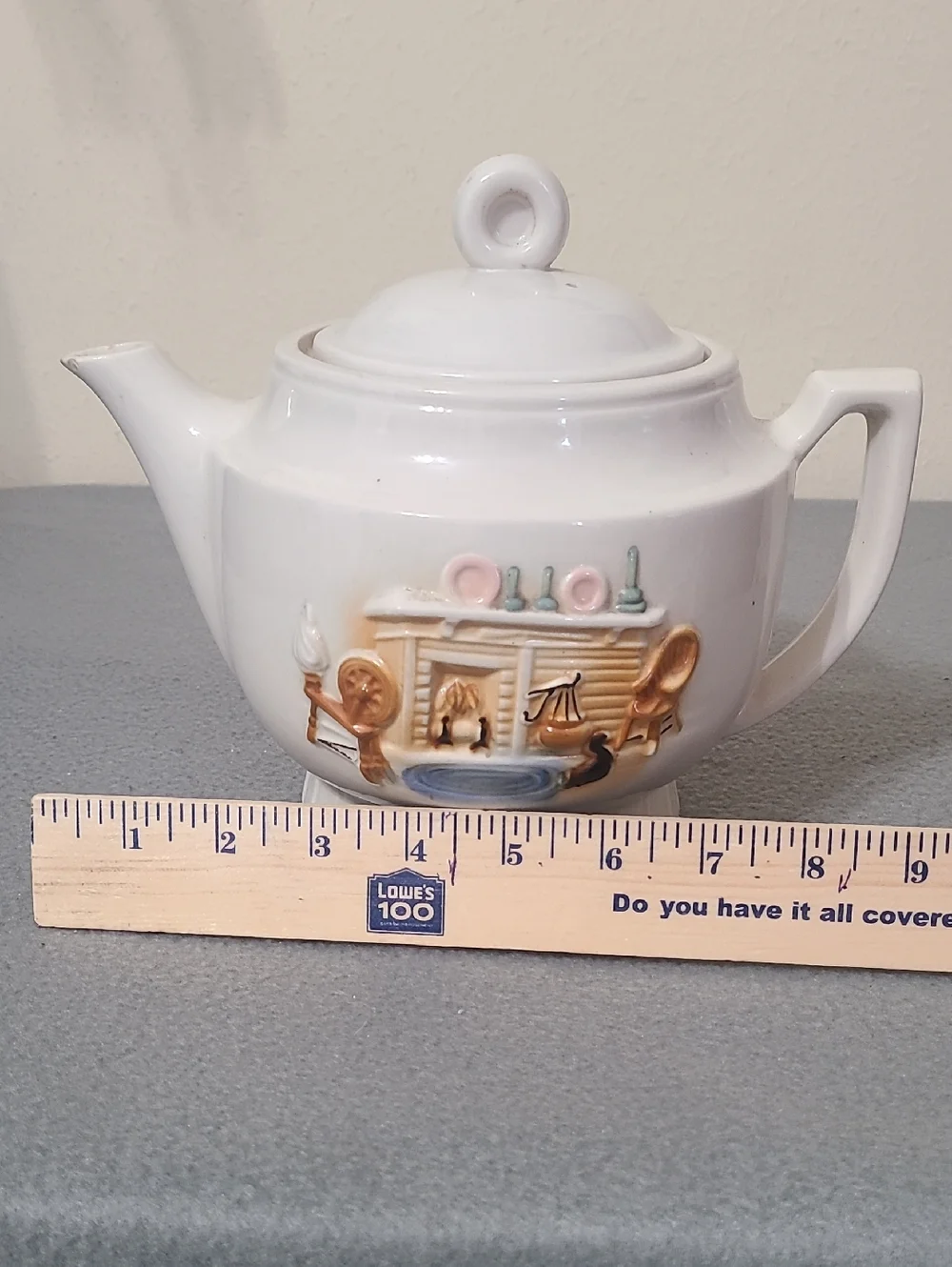 Vintage Porcelier Hearth‎ Scene Teapot - Hand Painted